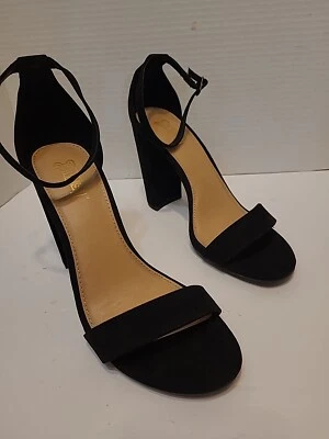 SANDALIA BRASH Negra HOUSTON 4" Tacón Bloque Correa de Tobillo Ajustable Talla 9.5W Foto 1 de 4