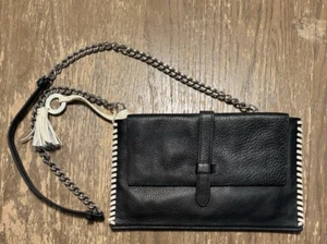 borsa badgley mischka pelle tracolla barra nera catena nappa zip NUOVA - Foto 1 di 16