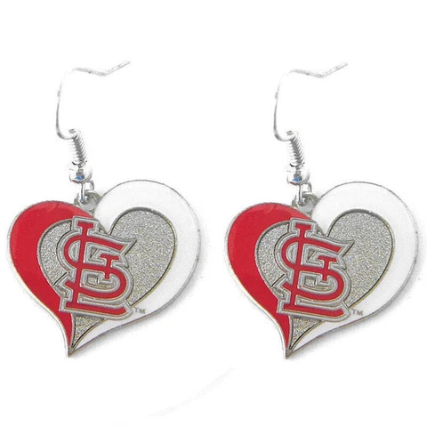 Brand New MLB St. Louis Cardinals Swirl Heart Earring Dangle Charm Cover