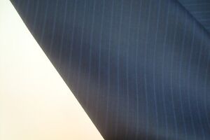 2.33 yds Luxury WOOL Fabric Super 120s Suiting 9.5 oz Dark Blue stripe 84" BTP