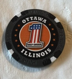 Starved Rock Ottawa Illinois IL Harley Davidson Poker Gris Negro Chip HD - Imagen 1 de 4