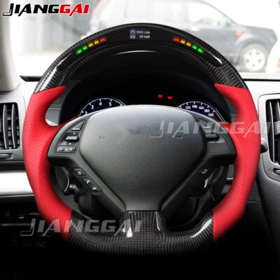 Volante deportivo LED de fibra de carbono real para Infiniti G37 sedán 2007-2013 Foto 1 de 4