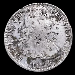 Fernando VII, 8 Reales de Mexico 1810 (HJ) Resello Chino - 39 mm / 26.37 gr. - Foto 1 di 4