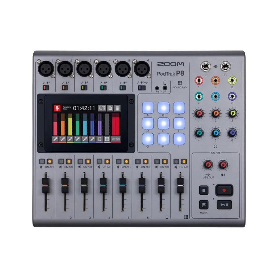ZOOM PodTrak P8 Podcast Multitrack Recorder Workstation Silver for Podcasters - Image 1 of 4