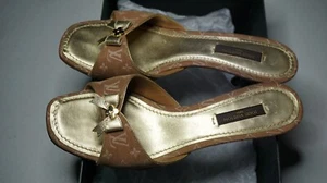 Authentic Louis Vuitton Angelique Open Toe Mules SIZE EUR 35.5 US 5.5 New Sole - Picture 1 of 21