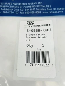 T&S ZUVERLÄSSIGKEIT EINGEBAUTER #B-0968-RK01 VAKUUMBRECHER REPARATURSATZ - Bild 1 von 3