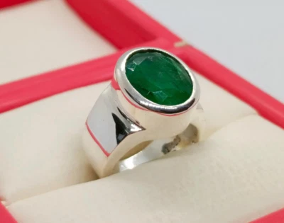 Natural Emerald Ring, Indian Beryl 925 Sterling Silver Real Emerald Rings - Image 1 of 4