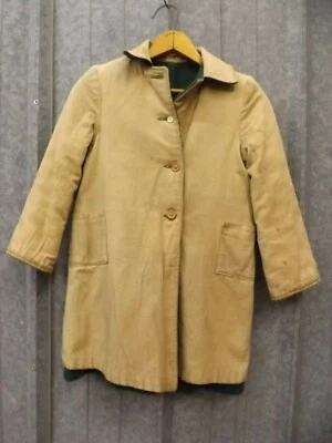 Abrigo de Invierno Raro De Colección Años 30 40 Reversible Lana Verde Tostado Algodón Niños Talla 10ish Foto 1 de 4