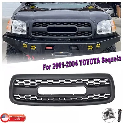 Fit For 2001-2004 TOYOTA Sequoia Front Bumper Grille Upper Matte Black Grill ABS Foto 1 de 4