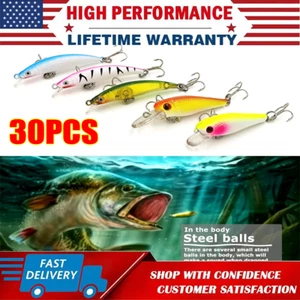 30 Stück Arten Angelköder Crankbaits Haken Elritze Köder Barsch Tackle Kurbel Set - Bild 1 von 8