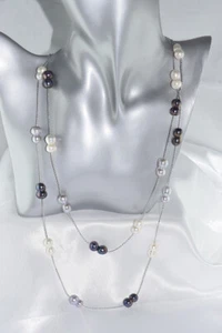 Bridal Prom 8.5mm x 16mm Rice Freshwater Pearls Long 23" Necklace K/201 - Picture 1 of 3