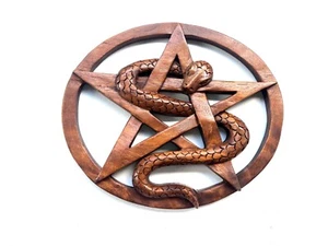 Hand Carved Teak Wood Snake Frame - 12x10 inch Wall Art Handmade Wood Carving - Picture 1 of 1