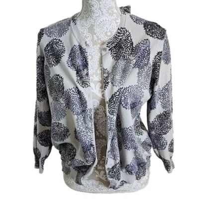 Izod Mujer Manga Larga Gris y Morado 100% Algodón Cárdigan Suéter, 1X Foto 1 de 4