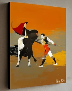 MATADOR BULL Gemälde mit Echtheitszertifikat - gerahmte Leinwand 40 x 30 cm HITT - Bild 1 von 2