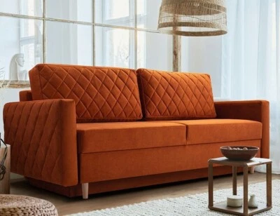 Sofa Bed with Sleep Function Storage Bonell Springs LENOLA Orange Blue Green New - Image 1 of 4