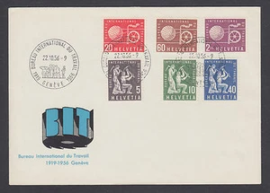 Switzerland ILO Mi 94-99 FDC. 1956 Tools & Workers, cplt set, bicolor cachet - Picture 1 of 1