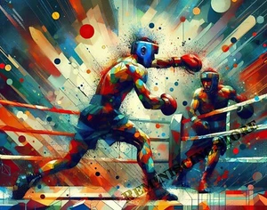 " In the Ring " Boxing competition splashes of paint abstract art #3 Reprint - Picture 1 of 1