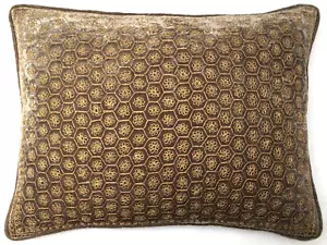 Anke Drechsel Pillow MAYA New Grey Gold Embroidered Silk Velvet Kissen Braun - Bild 1 von 14