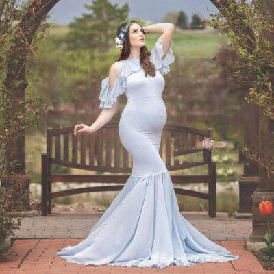Pregnant Women Dress Lace Maternity Long Tail Gown Skirt For Photography Shoot - Image 1 of 4