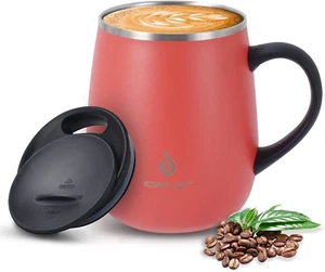16 Oz Insulated Coffee Mug with Handle and Lid, Double Wall Stainless Steel Vacu - Picture 1 of 12