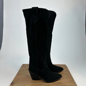 Nuevas botas impermeables de tacón alto de gamuza negras rubias Wylde talla 7 M nuevas sin caja para mujer - Imagen 1 de 8
