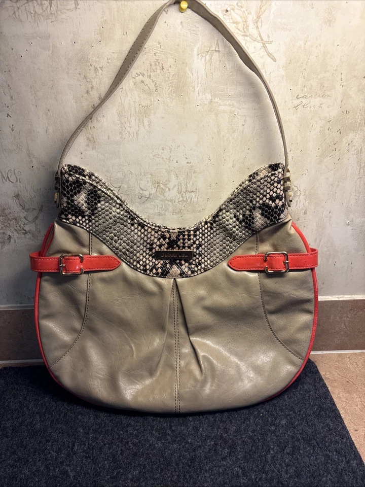 BOLSA DE MÃO HOBO MULTICOLORIDA GIANNI BINI DAHLIA TAUPE PRETA ROSA - Imagem 1 de 4