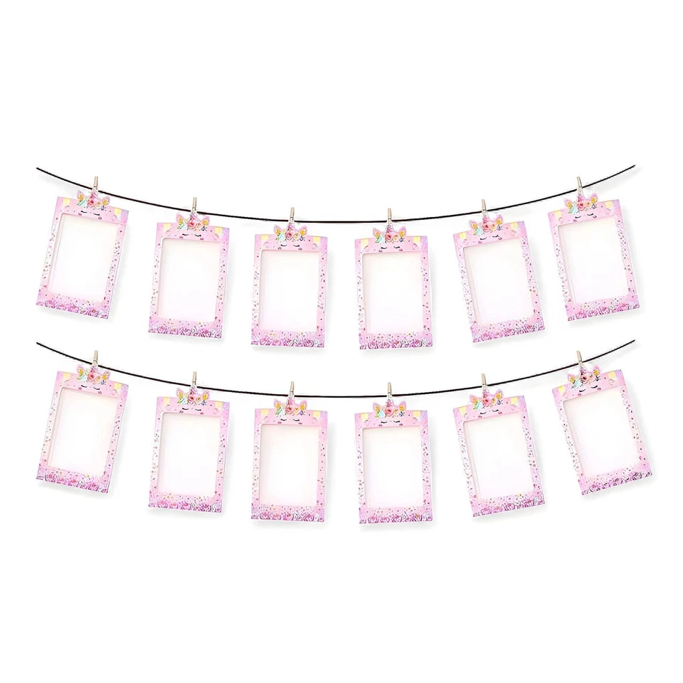 Butterfly Birthday Photo Banner – Pink Paper Garland with Photo Frames - Image 1 of 1