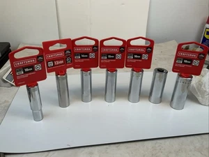 Craftsman 7pc 3/8 Drive 6pt Deep Metric Sockets, 10mm, 13mm - 18mm, Unused - Picture 1 of 7