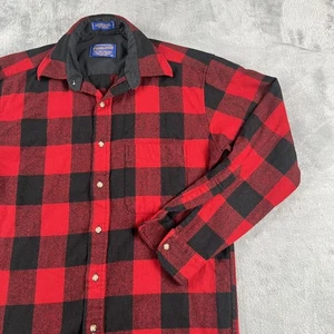 Pendleton Shirt Mens Small Red Black Buffalo Check Plaid 100% Virgin Wool Lodge - Picture 1 of 9