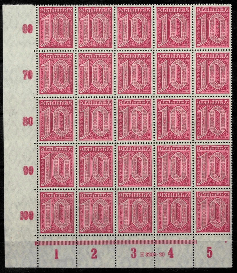 Germany Weimar Republic 1920 ☀ Dienstmarke 10pf. Mi.24 (10x10) with HAN☀ MNH - Image 1 of 2