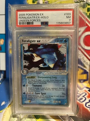 2005 POKEMON EX UNSEEN FORCES #103 FERALIGATR EX-HOLO PSA 7 - Image 1 of 2