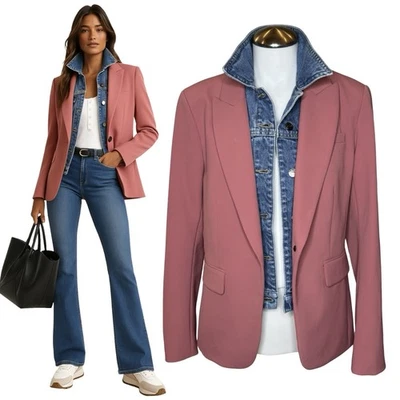 $695 VERONICA BEARD Cutaway Dickey Blazer Jacket Sz 8 Coral Pink - Image 1 of 4