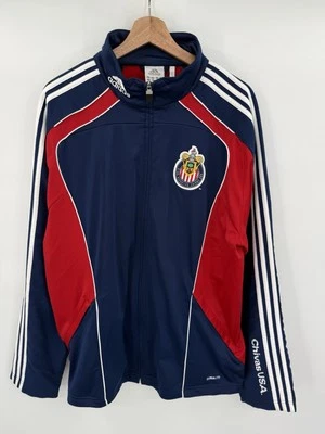 Chivas de Guadalajara Adidas Jacket Mens Large Full Zip Soccer Football Blue Red - Image 1 of 4