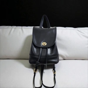 Vintage Coach Black Leather Daypack Backpack 9960 - Picture 1 of 16