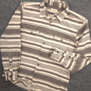 Marine Layer Holden Overshirt Flanell Herren M grau gestreift Pattentasche Knopfleiste - Bild 1 von 7
