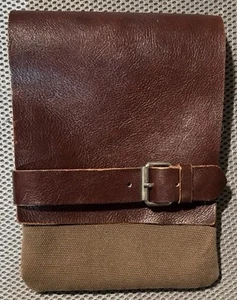 Belt Pouch Phone Travel Leather Canvas Riding Camping Hunting 6 X 7” Vtg Western - Picture 1 of 4