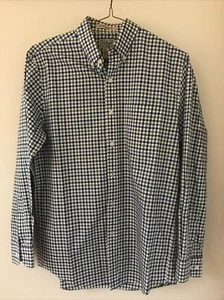 LL Bean Wrinkle Resistant Blue Green Check Plaid Button Oxford Dress Shirt S 42" - Picture 1 of 5