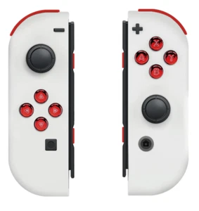 “White/Chrome Red" Nintendo Joy-Con (L/R) Custom Wireless Controllers - Picture 1 of 2