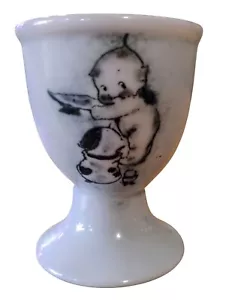 Rose O'Neill Kewpie Puppe Doodle Hund & Küken Eierbecher handbemalt Porzellan RAR - Bild 1 von 6