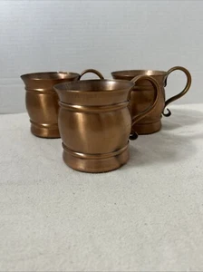 Set of 3 Vintage Gregorian Solid Copper Mugs, Made in USA - Picture 1 of 6