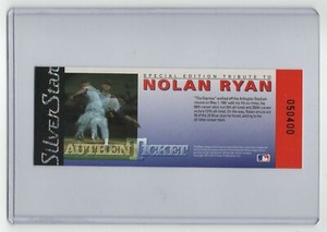 1991 SilverStar Holograms Authentic Ticket * Nolan Ryan * S/N 50400