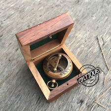 Vintage VINTAGE COLLECTABLE MARINE MERITIME BRASS COMPASS SUNDIAL WITH BOX