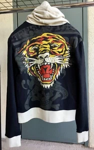 Vintage Ed Hardy Christian Audigier Rhinestone Tiger Full Zip Hoodie Jacket - Picture 1 of 6