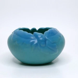 VTG Van Briggle Art Pottery Oak Leaf Acorn Bowl Vase Bi-Color Turquoise Blue - Picture 1 of 24