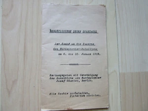 Heft Bericht Freikorps Spartakusaufstand Berlin Kampf Kaserne Gardepionier 1919 - Bild 1 von 7