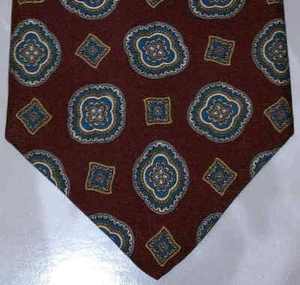 Corbata Jefferson en Richmond VA seda cachemira gris marrón amarillo azul nueva en caja t631 - Imagen 1 de 5