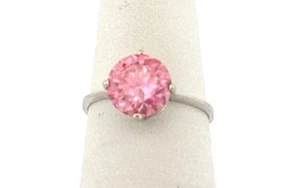 Nachlass 14k Weißgold Ring rosa Edelstein Solitär, Größe 5,75, 1,6g elegant - Bild 1 von 10