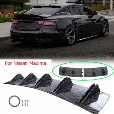 Fit Nissan Maxima Rear Bumper Lip Diffuser Spoiler Shark Fins Carbon Fiber Look — 第 1/4 张图片