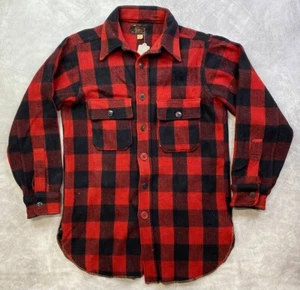 Vintage 40s 50s Woolrich Wool Buffalo Plaid Flannel Button Up Shirt Sz 15 - Picture 1 of 5