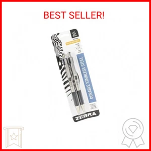 Zebra Pen G-301 Retractable Gel Ink Pen, Stainless Steel Barrel, Medium Point, 0 - Picture 1 of 2